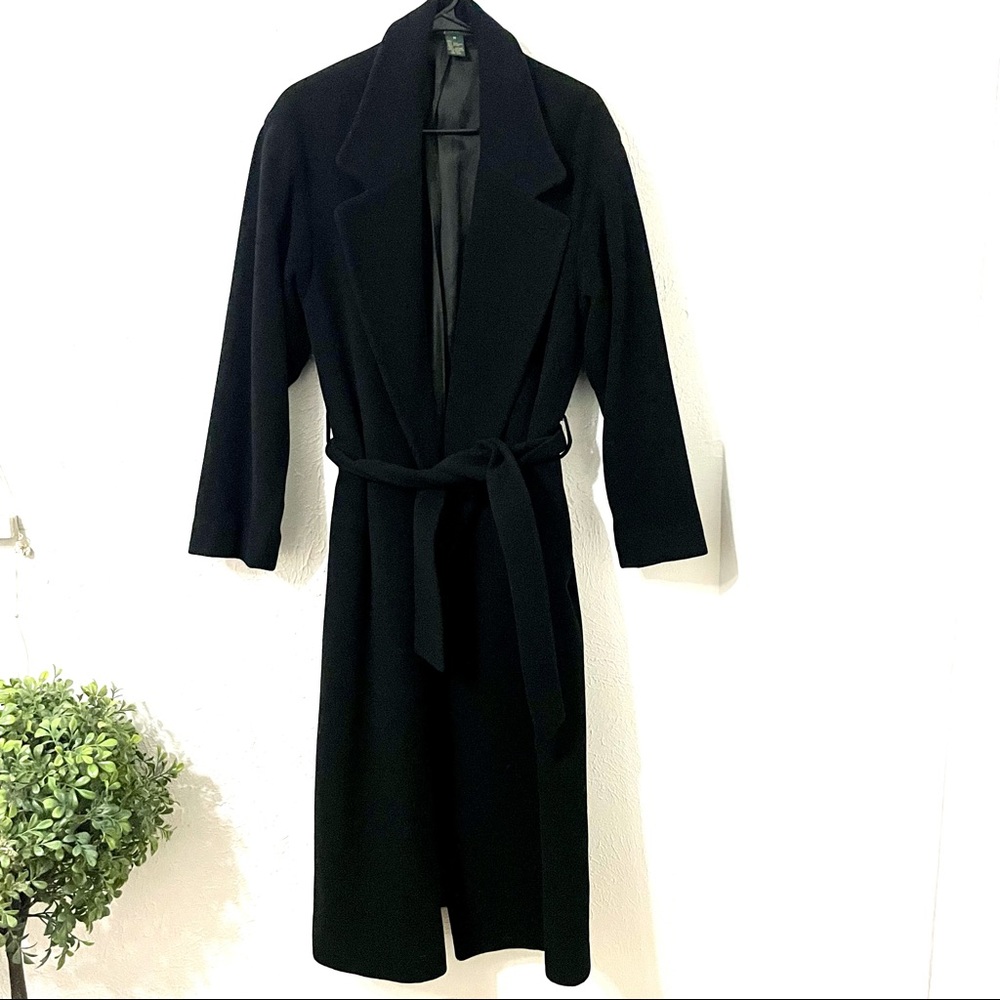 J. Crew Wool Cashmere Black Long Trench Coat M